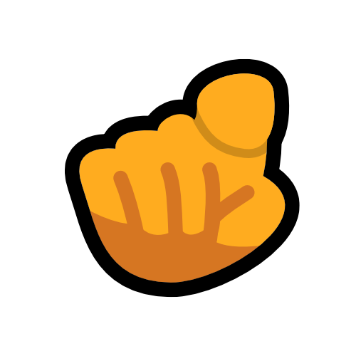 a yellow hand pointing at the viewer